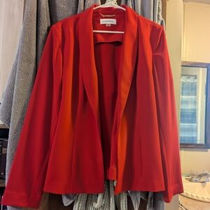 Calvin Klein Red Blazer Classic Lapel Structured Fabric